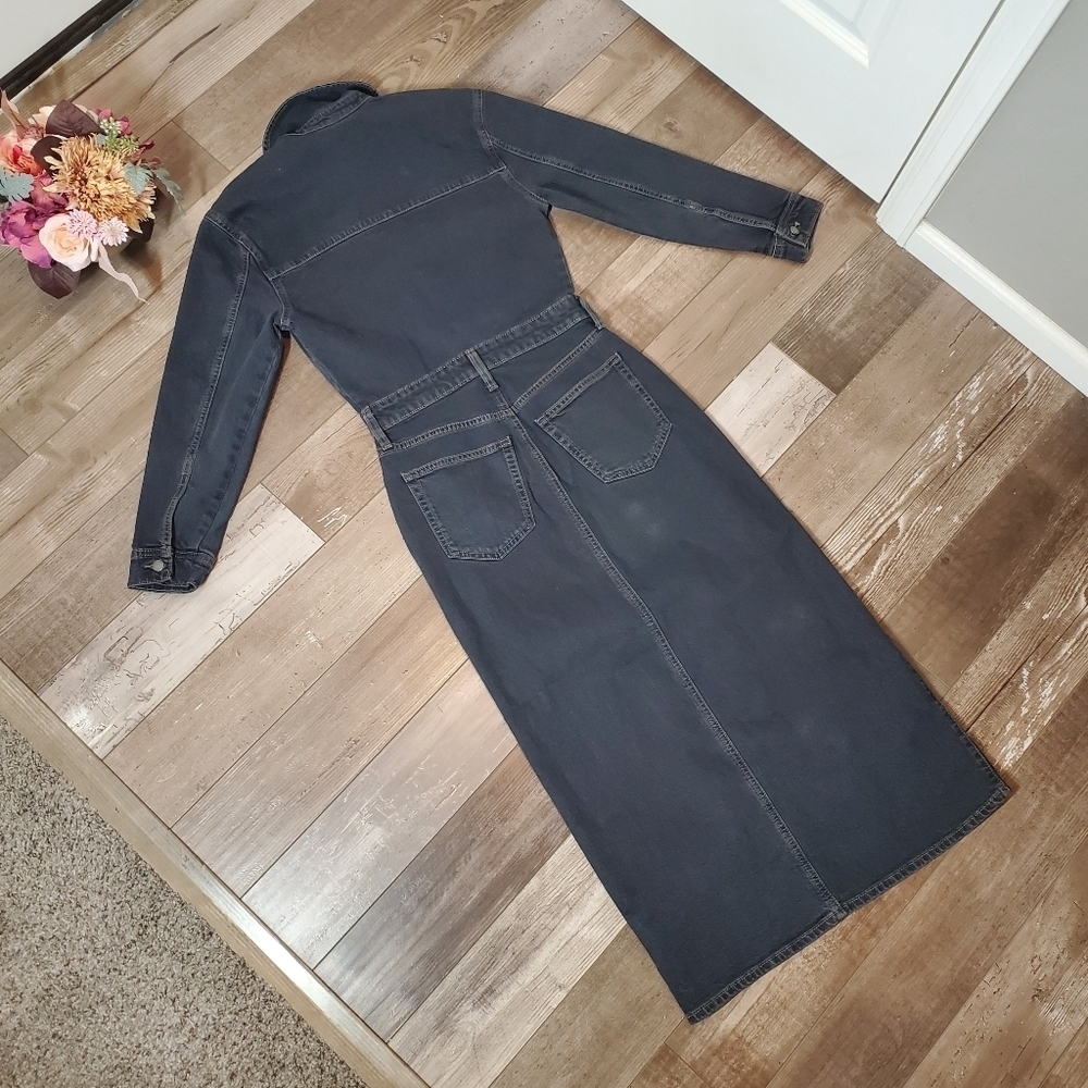 NWT Universal Thread Long Sleeve Black Wash Denim Maxi Dress Women's Size 0 - Picture 9 of 16